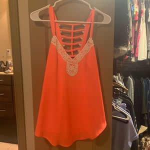 Neon Coral lace tank